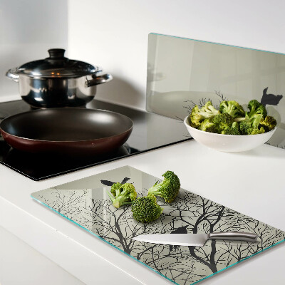 Glass kitchen board Birds on tree branches