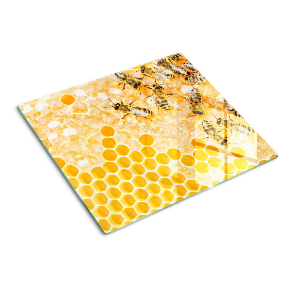 Glass chopping board Beehives and bees