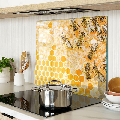 Glass chopping board Beehives and bees