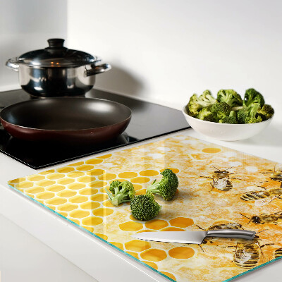 Glass chopping board Beehives and bees