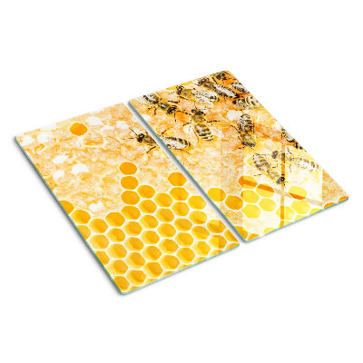 Glass chopping board Beehives and bees