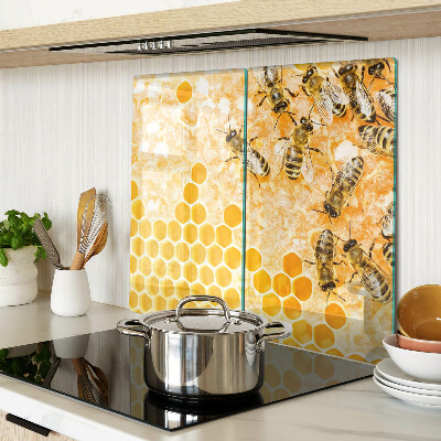 Glass chopping board Beehives and bees