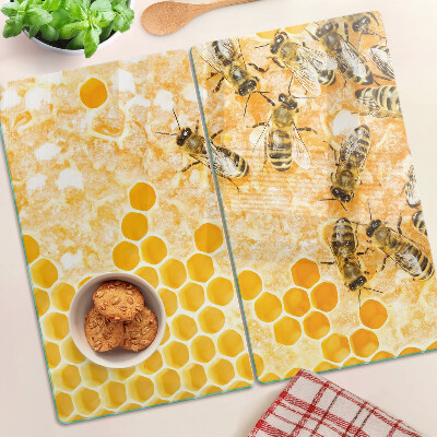 Glass chopping board Beehives and bees