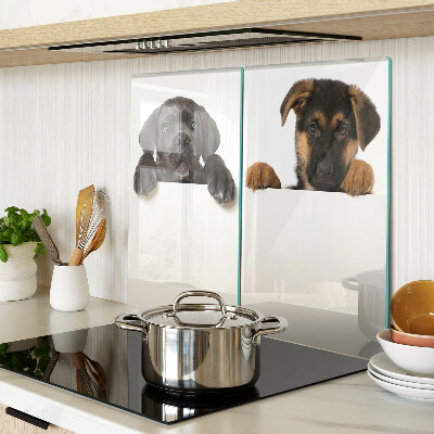 Glass chopping board Two dogs looking around