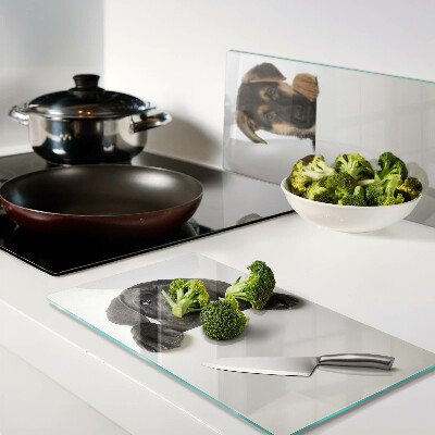 Glass chopping board Two dogs looking around