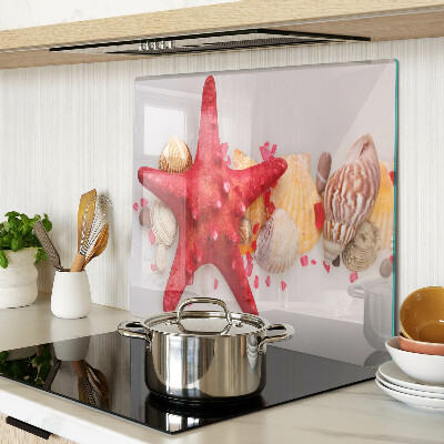Glass kitchen board Shells and sea star
