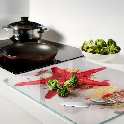 Glass kitchen board Shells and sea star