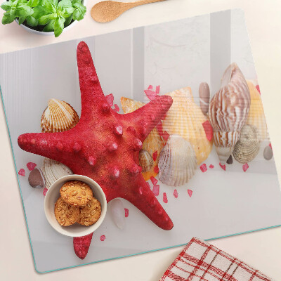 Glass kitchen board Shells and sea star
