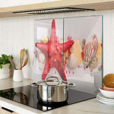 Glass kitchen board Shells and sea star