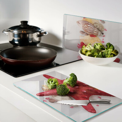 Glass kitchen board Shells and sea star