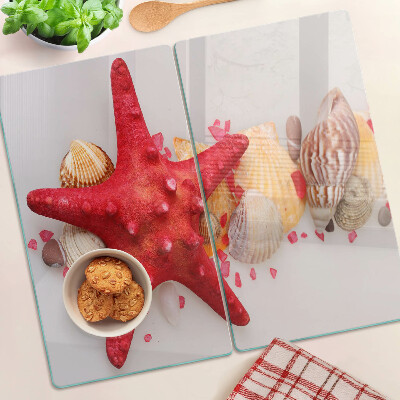 Glass kitchen board Shells and sea star