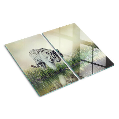 Glass kitchen board Tiger in the grass