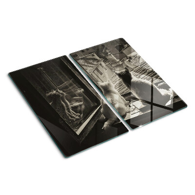 Glass chopping board Cats at the window