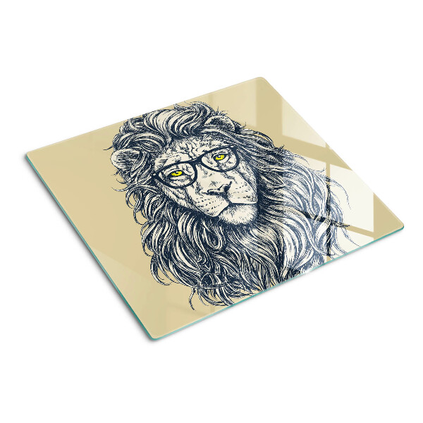 Glass chopping board Lion with glasses