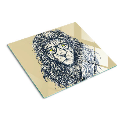 Glass chopping board Lion with glasses