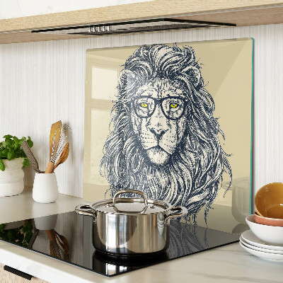 Glass chopping board Lion with glasses