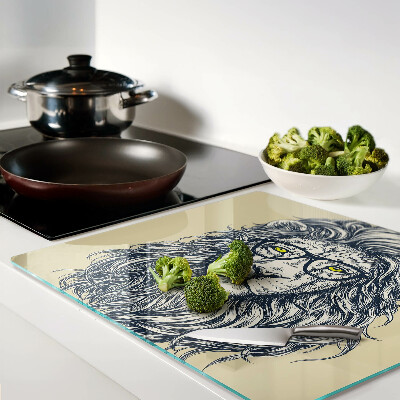 Glass chopping board Lion with glasses