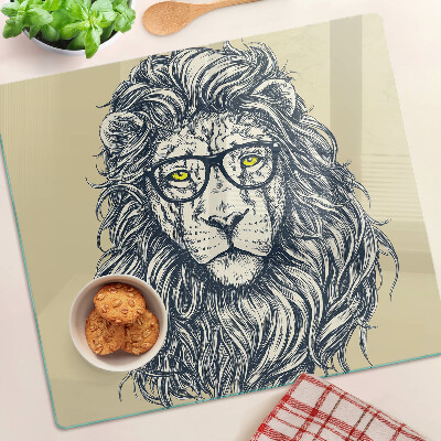 Glass chopping board Lion with glasses