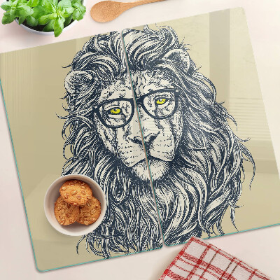 Glass chopping board Lion with glasses
