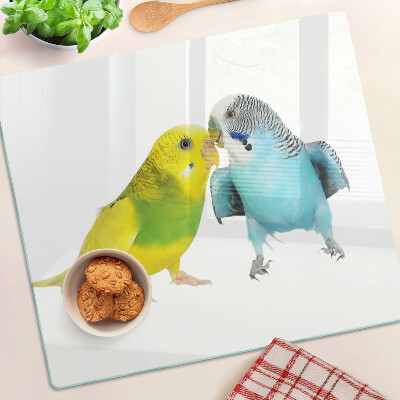 Glass kitchen board Yellow and blue parrots