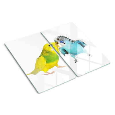 Glass kitchen board Yellow and blue parrots