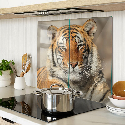Glass kitchen board Tiger in a natural setting