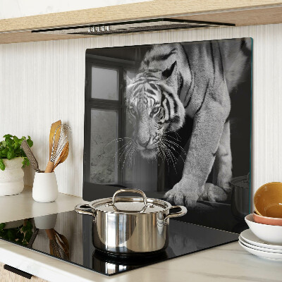 Glass chopping board Tiger in black and white