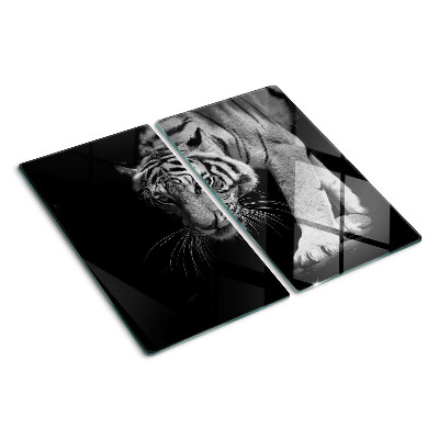 Glass chopping board Tiger in black and white