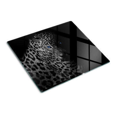 Glass chopping board Left panther with blue eyes