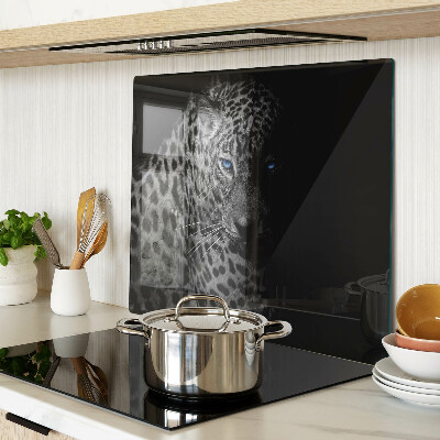 Glass chopping board Left panther with blue eyes