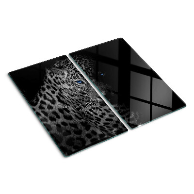 Glass chopping board Left panther with blue eyes