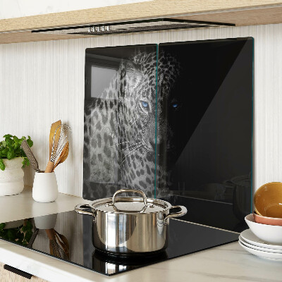 Glass chopping board Left panther with blue eyes