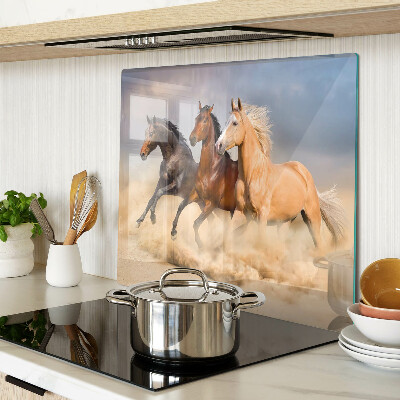 Glass chopping board Galloping horses in motion