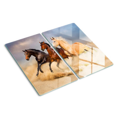 Glass chopping board Galloping horses in motion