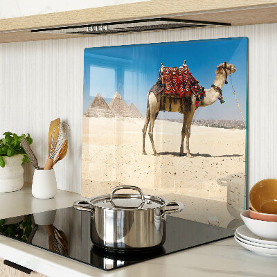 Glass chopping board Pyramids and a camel in the desert