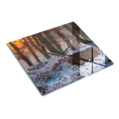 Glass chopping board Deer in the winter forest
