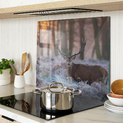 Glass chopping board Deer in the winter forest