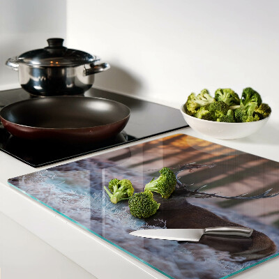 Glass chopping board Deer in the winter forest