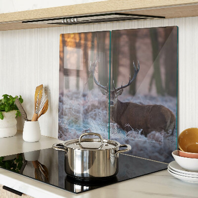 Glass chopping board Deer in the winter forest