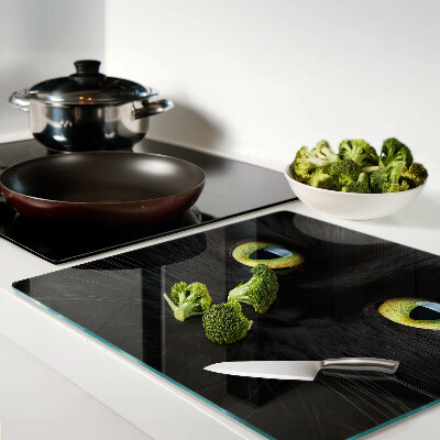Glass chopping board Black cat with green eyes