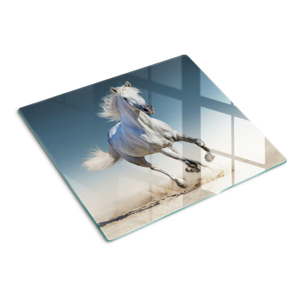 Glass kitchen board White horse in motion