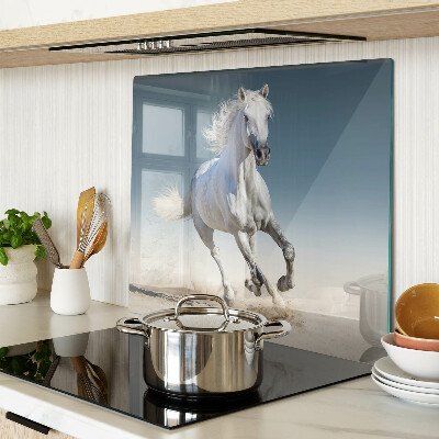 Glass kitchen board White horse in motion