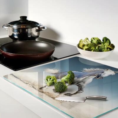 Glass kitchen board White horse in motion