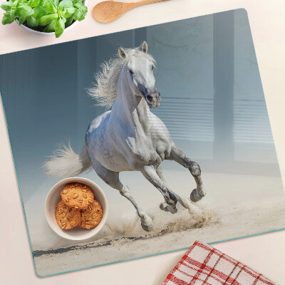 Glass kitchen board White horse in motion