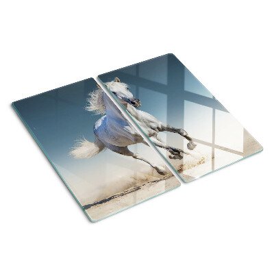 Glass kitchen board White horse in motion