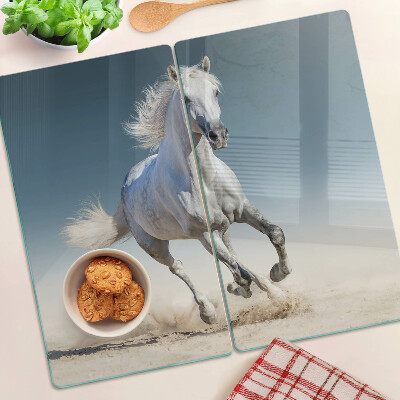 Glass kitchen board White horse in motion