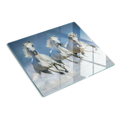 Glass kitchen board White horses galloping