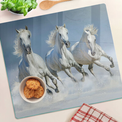 Glass kitchen board White horses galloping