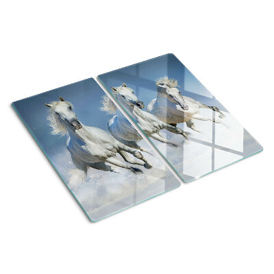Glass kitchen board White horses galloping