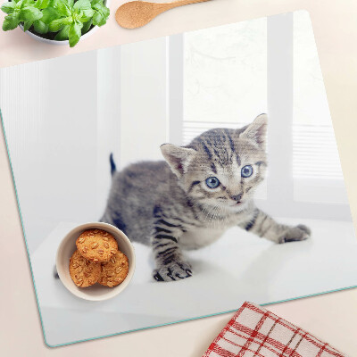 Glass chopping board Kitten with blue eyes